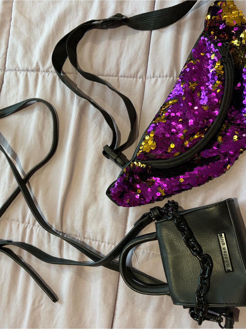 Bag Bundle Sequin Fanny Pack Crossbody Bag - Purple & Gold & Steve Madden mini